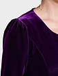 Velour Dress With Diamante Buttons - Purple