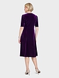 Velour Dress With Diamante Buttons - Purple