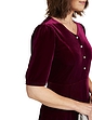 Velour Dress With Diamante Buttons - Wine
