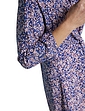 Three Quarter Sleeve Print Tie Front Dress - Blue