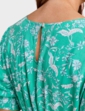 Smock Cuff and Waist Print Viscose Dress - Eden Green
