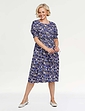 Smock Cuff and Waist Print Viscose Dress - Lavender & Cornflower