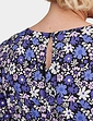 Smock Cuff and Waist Print Viscose Dress - Lavender & Cornflower