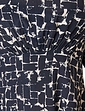 3/4 Sleeve Gathered Print Viscose Crepe Dress Navy
