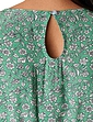 3/4 Sleeve Gathered Print Viscose Crepe Dress Soft Green