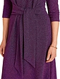Metallic Look Fabric Tie Front Dress - Purple