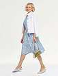 Angel Sleeve Pleat Front Print Dress - Blue Floral