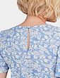 Angel Sleeve Pleat Front Print Dress - Blue Floral