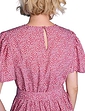 Angel Sleeve Pleat Front Print Dress - Pink