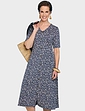 Viscose Jersey Print Dress - Navy