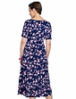 Tie Front Print Occasion Dress - Navy Pink