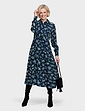 Twist Front Shirt Collar Georgette Dress - Navy Floral Print