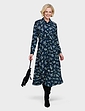 Twist Front Shirt Collar Georgette Dress - Navy Floral Print