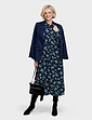 Twist Front Shirt Collar Georgette Dress - Navy Floral Print