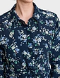 Twist Front Shirt Collar Georgette Dress - Navy Floral Print