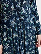 Twist Front Shirt Collar Georgette Dress - Navy Floral Print