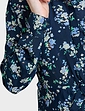 Twist Front Shirt Collar Georgette Dress - Navy Floral Print