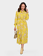 Twist Front Shirt Collar Georgette Dress - Ochre