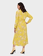 Twist Front Shirt Collar Georgette Dress - Ochre