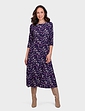 Jersey Print Dress - Navy/Purple Print