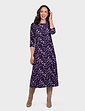 Jersey Print Dress - Navy/Purple Print