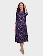 Jersey Print Dress - Navy/Purple Print