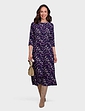 Jersey Print Dress - Navy/Purple Print