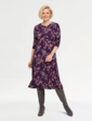 Jersey Print Dress - Plum