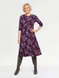 Jersey Print Dress - Plum