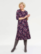 Jersey Print Dress - Plum