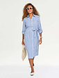 Stripe Cotton Belted Dress - Blue Stripe