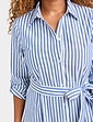 Stripe Cotton Belted Dress - Blue Stripe