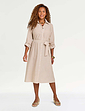 Stripe Cotton Belted Dress - Natural