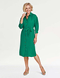 Button Front Roll Sleeve Dress - Green