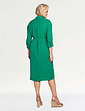 Button Front Roll Sleeve Dress - Green