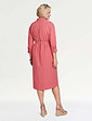 Button Front Roll Sleeve Dress - Terracotta