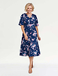 Print Pleat Bodice Occasion Dress - Navy