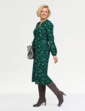 Viscose Twill Print Dress - Green