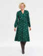 Viscose Twill Print Dress - Green