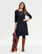Boucle A Line Pocket Dress - Navy