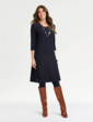 Boucle A Line Pocket Dress - Navy