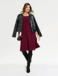 Boucle A Line Pocket Dress - Wine