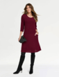 Boucle A Line Pocket Dress - Wine