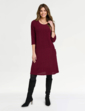 Boucle A Line Pocket Dress - Wine