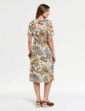 Linen Mix Print Dress - Natural