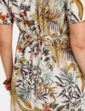 Linen Mix Print Dress - Natural
