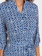 Aztec Print Belted Jersey Shirt Dress - Denim