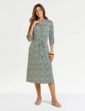 Aztec Print Belted Jersey Shirt Dress - Khaki