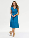 Embroidered Bodice Tiered Dress - Blue