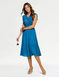 Embroidered Bodice Tiered Dress - Blue